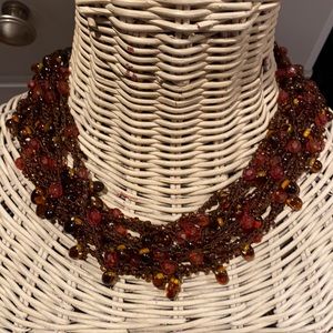 Multi-strand crochet beaded glass beaded necklace